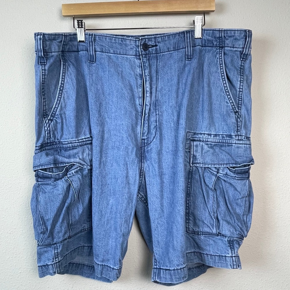 Levi Strauss Denim Shorts Mens W40 Blue Cargo High Rise Cotton Classic Vintage